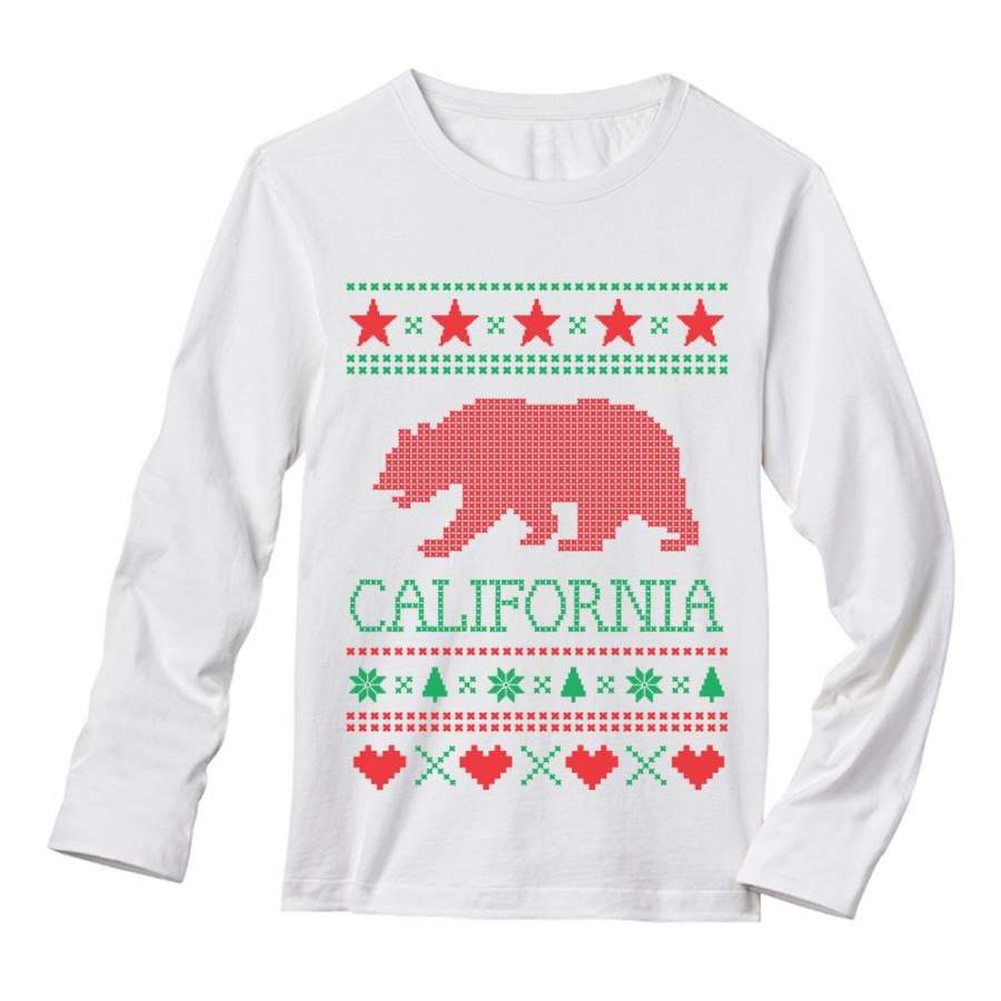 California Republic Bear Ugly Christmas Sweater Long Sleeve T-Shirt