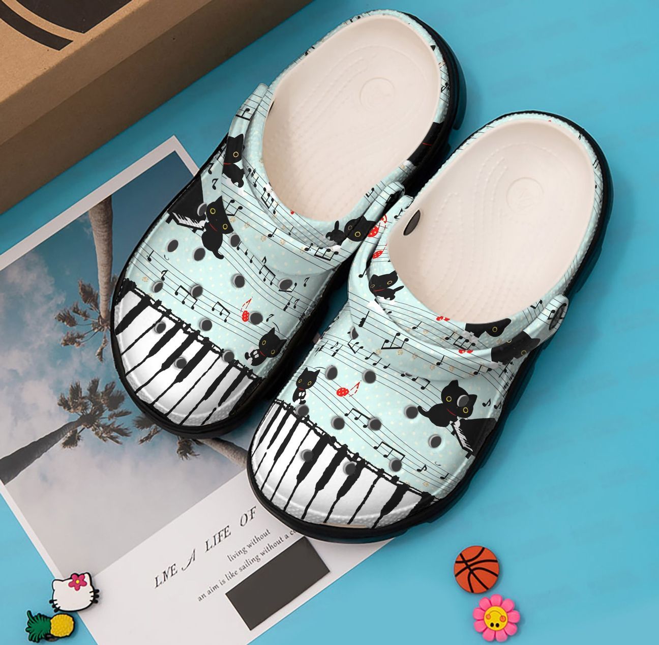 Piano Personalized Clog, Custom Name, Text, Color, Number Fashion Style For Women, Men, Kid, Print 3D Piano Cat