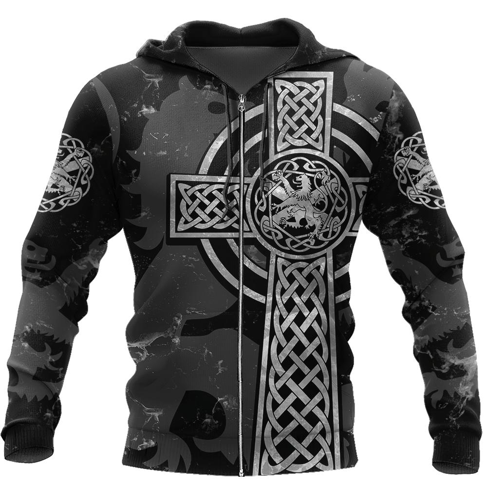 Scottish Lion Celtic Cross Grey Version Hoodie Az210201