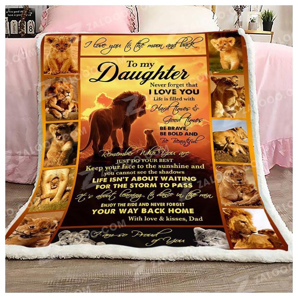 To My Daughter Lion Personalized Custom Name Text Fleece Blanket Print 3D, Unisex, Kid, Adult Gift From Dad – Gift For Daughter | Family