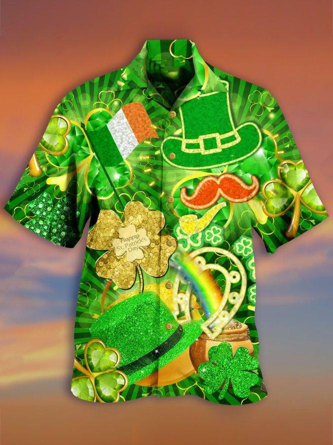 St Patricks Day Hawaii Button Up Shirt For Men Ha100472