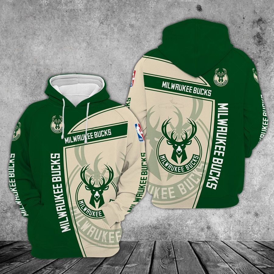 Milwaukee Bucks Hoodie 3D Basketball S