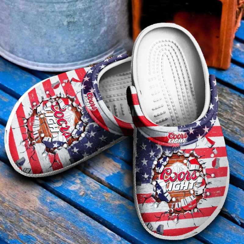 Coors Light Broken Brick American Flag clog Shoes Comfy Footwear