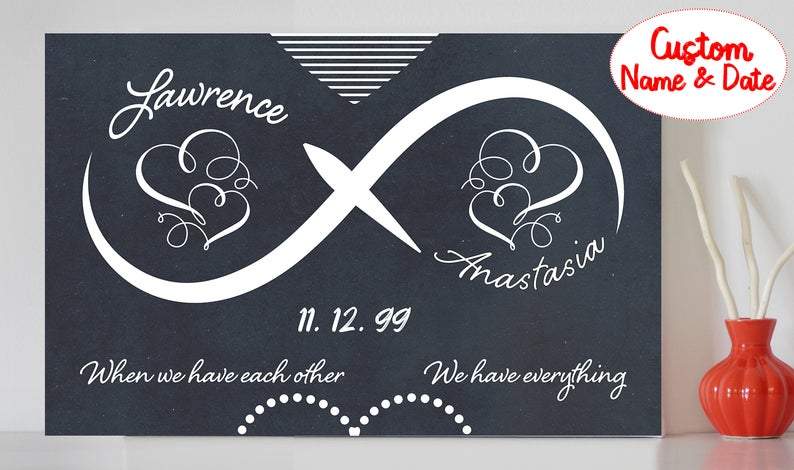[Custom Personalized INFINITI LOVE Canvas] Valentine Gift, Infinity Sign Name and Date, Couples Gift, Custom Gift, Love And Marriage