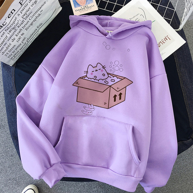 2022 Hot The Pusheen Cat Hoodie Women/men Fashion Kawaii Korean Harajuku Sweatshirt Unisex 90s Cartoon Clothes Hooded Female alx