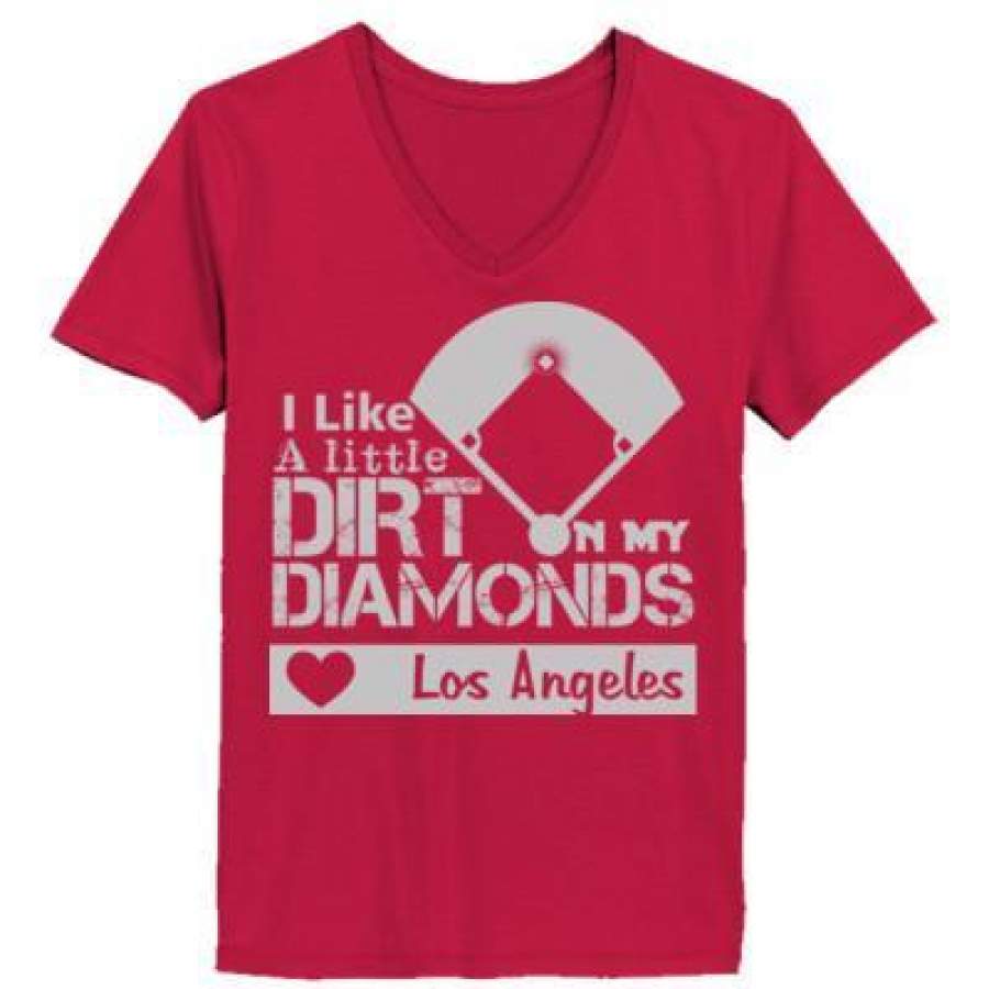 AGR Los Angeles Angels of Anaheim I Like A Little Dirt On My Diamonds – Ladies’ V-Neck T-Shirt