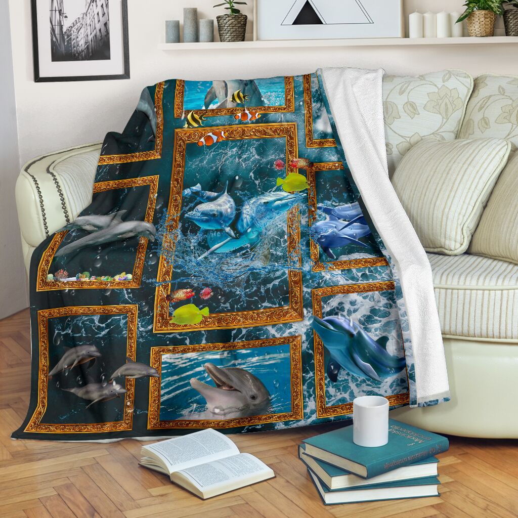 3D Ocean Dolphin Blanket Gift Family – Fleece Adult