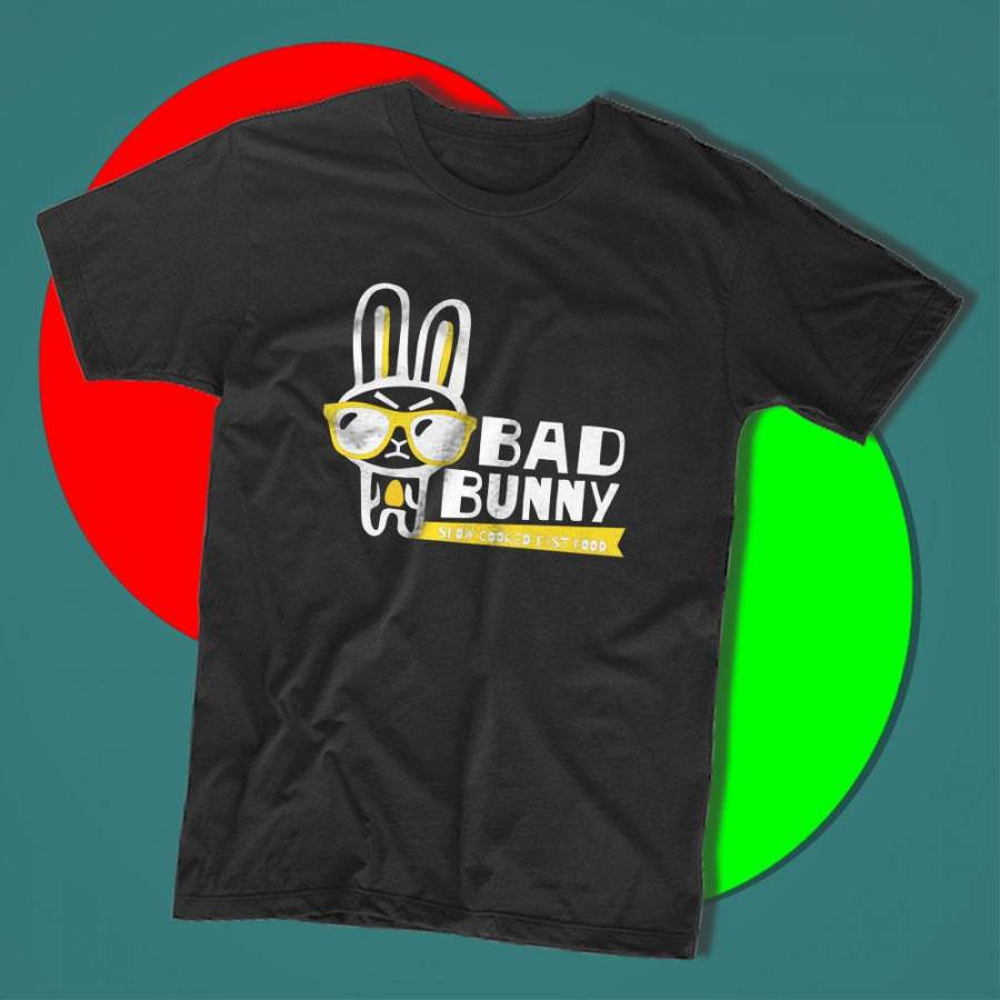 Bad Bunny Glasses Style Slow Cooked Fast Food Men’s T shirt