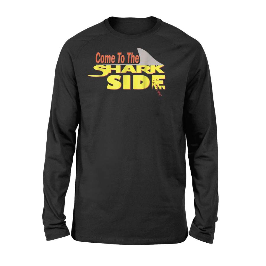 Come To The Shark Side Fin And Bite Mark Design Long Sleeve T-Shirt