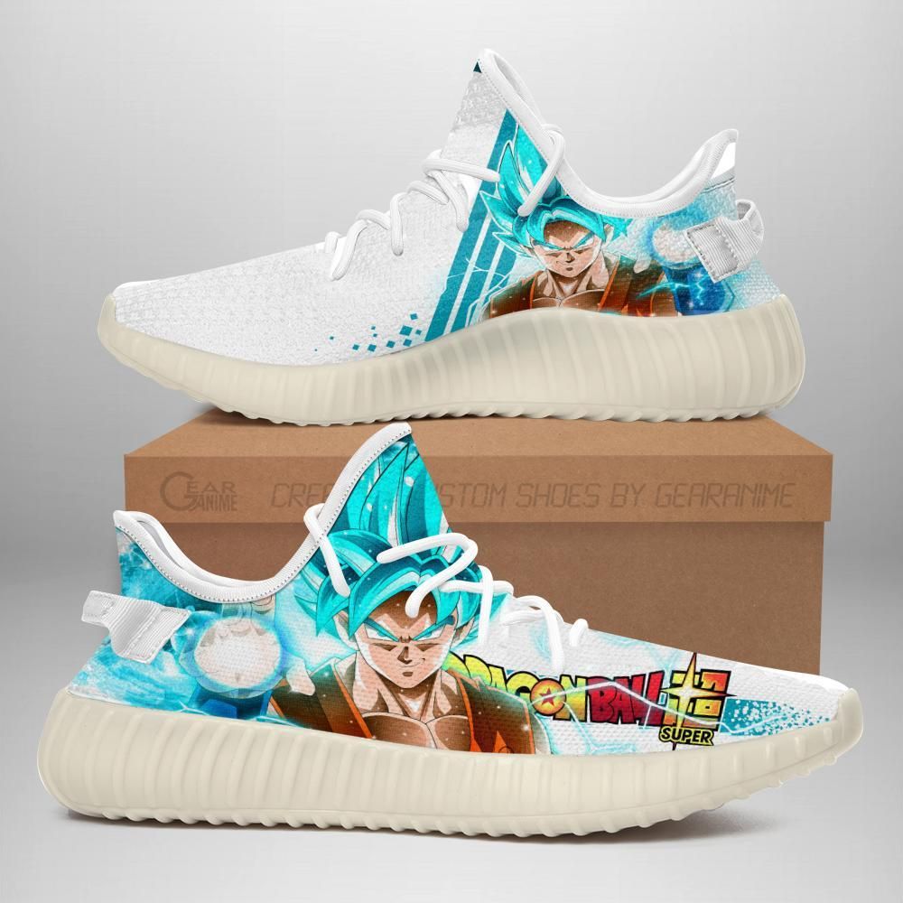 Son Goku Saiyan Blue Yeezy Shoes Dragon Ball Super Perfect Gift For Fan