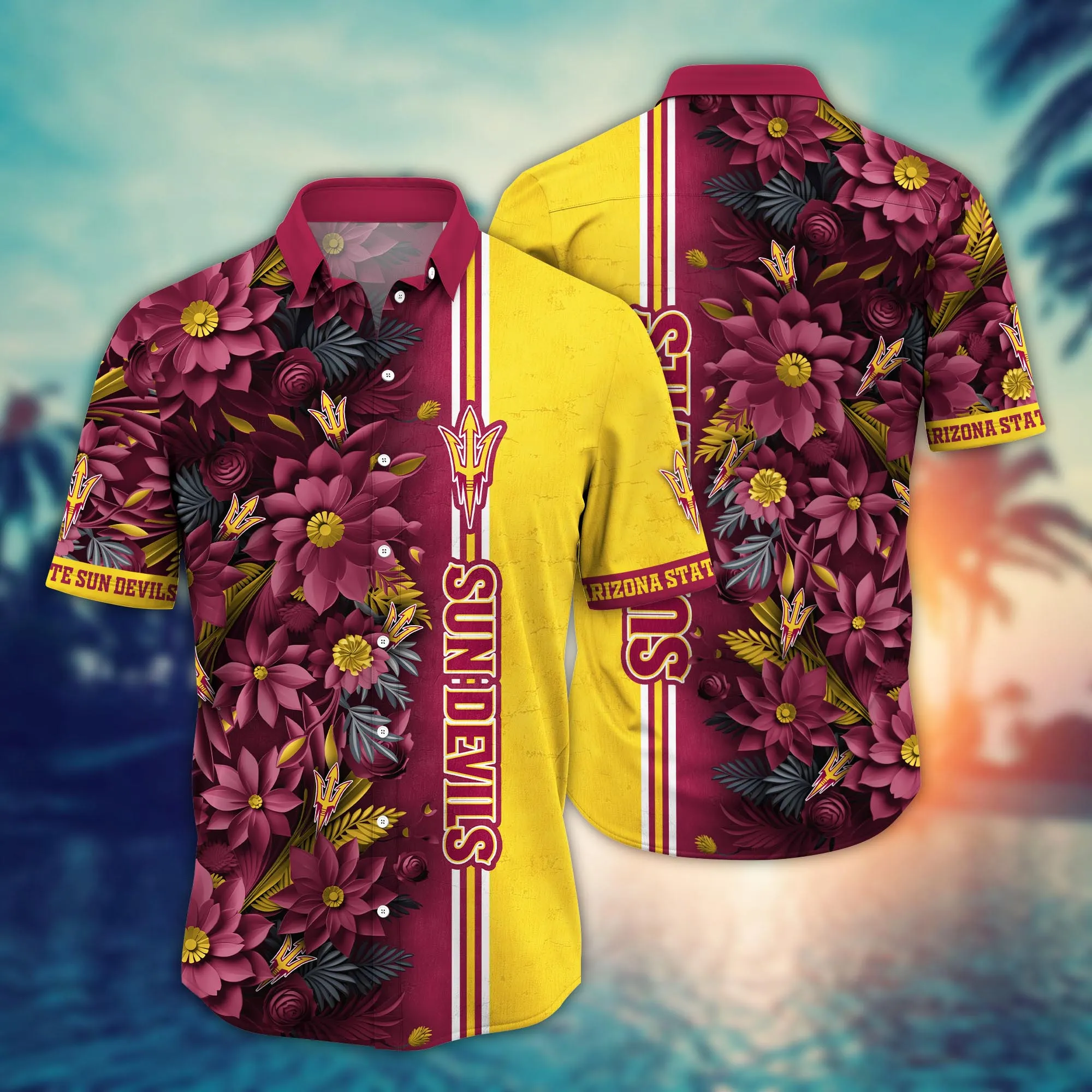 Arizona State Sun Devils NCCA Hawaiian Shirt Custom Shorts Aloha Shirt