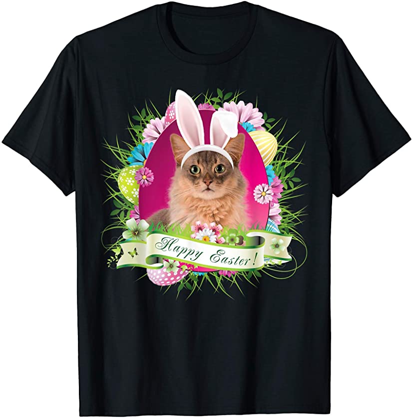 Bunny Somali Cat Happy Easter Day Lover Egg Hunt Lovely Cute T-Shirt