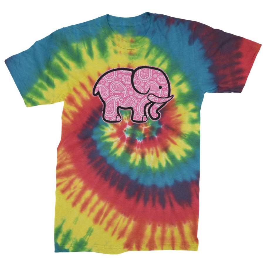 Pink Paisley Elephant Mens Tie-Dye T-shirt