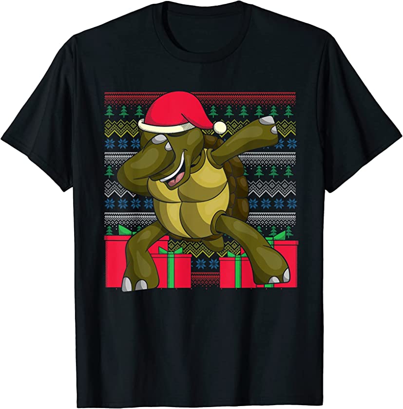 Ugly Christmas Dabbing Animal Merry Xmas Funny Turtle T-Shirt