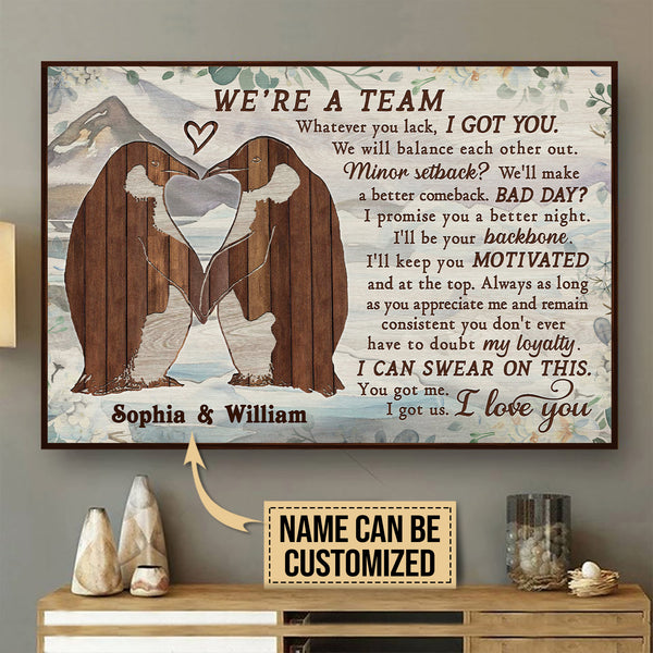 Personalized Penguin Pallet We’Re A Team Poster