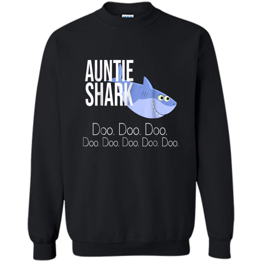 "Auntie Shark" Baby Mommy Daddy Matching Family Shark  Printed Crewneck Pullover Sweatshirt