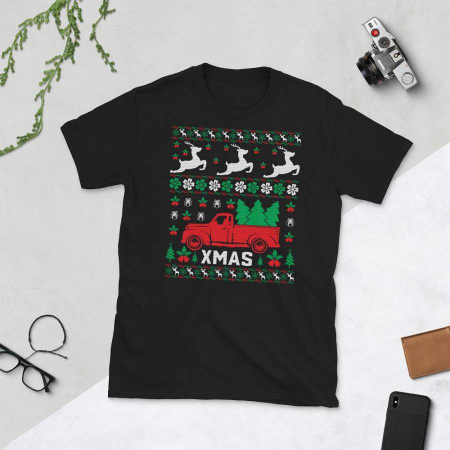 Xmas Pickup Truck Ugly Sweater Party Short-Sleeve Unisex T-Shirt