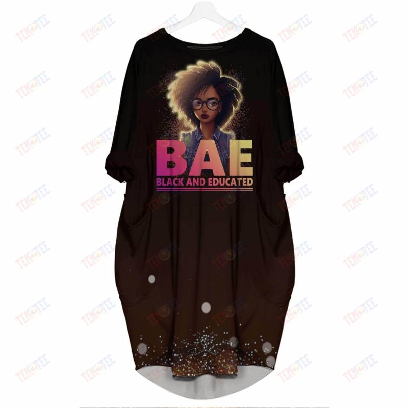 Temotee African Dress 35 – BAE Black And Educated 3D Dress for Melanin Women Afro Girl Shirt African American Woman Gift Idea TMT9971