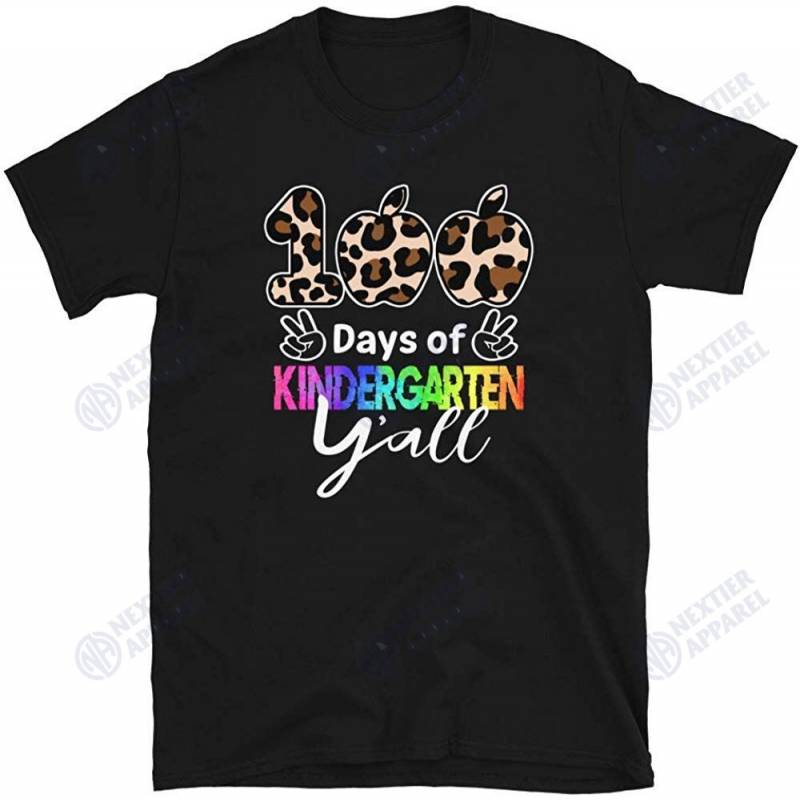 100 Days Of Kindergarten Y’all Teacher Student Leopard Gift Unisex T-shirt