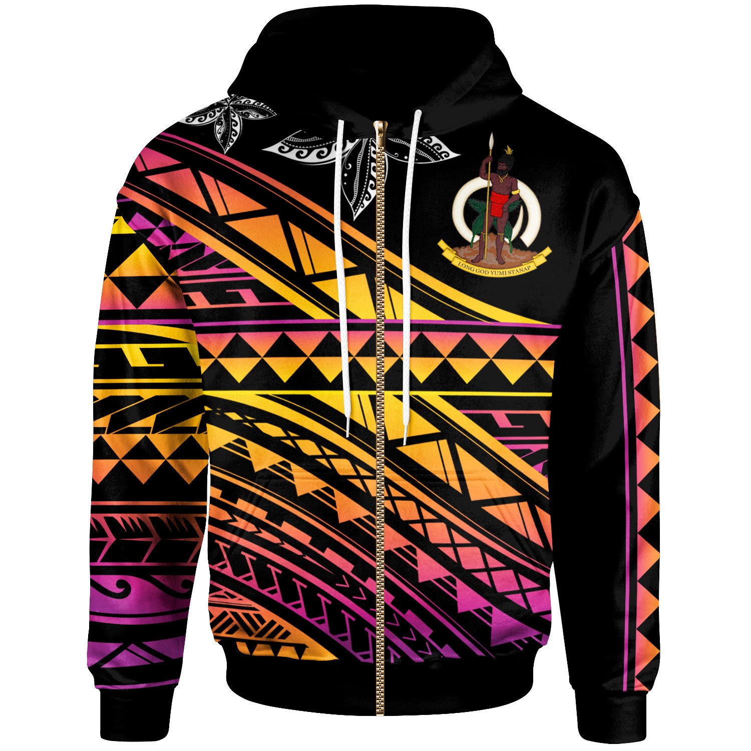 Vanuatu – Custom Personalised Zip Hoodie – Special Polynesian Ornaments – BN20