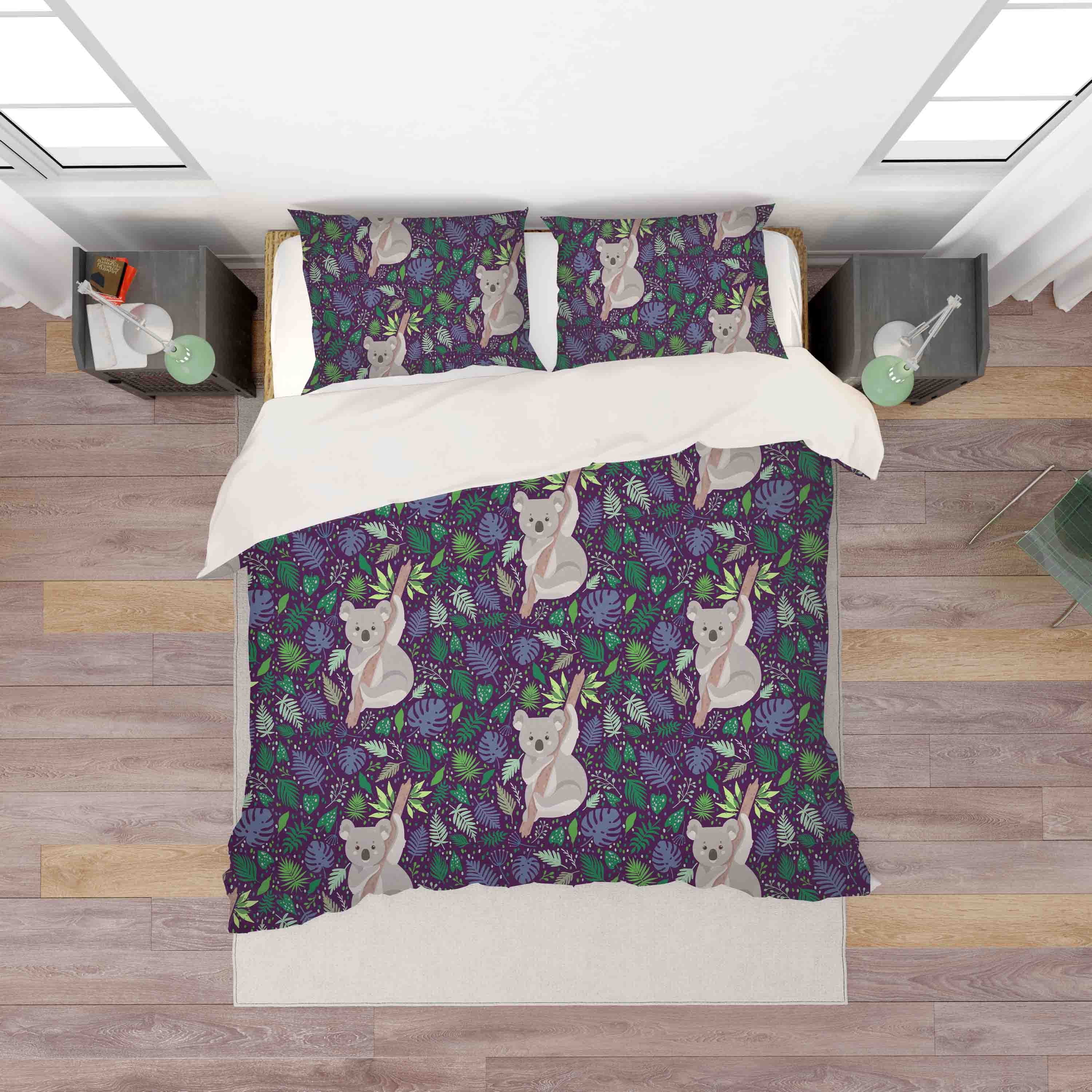 3D Cartoon Raccoon Animal Plant Quilt Cover Set Bedding Set Duvet Cover Pillowcases Lxl