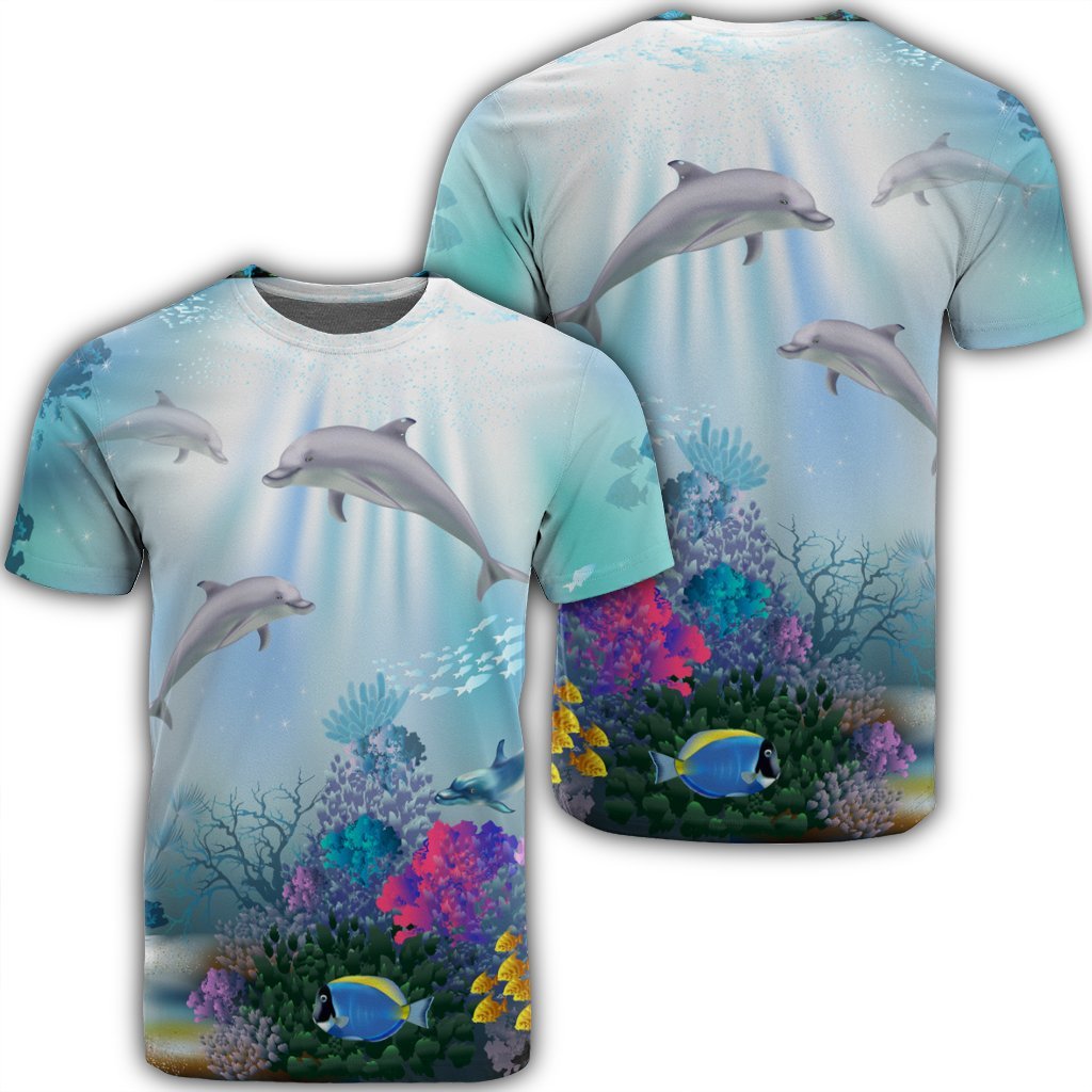 Hawaiian Dolphins Play The Ocean Polynesian T-Shirt – AH – J4R