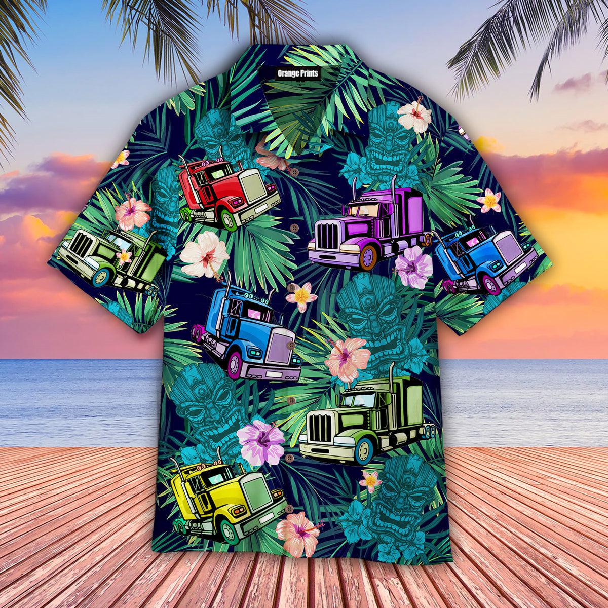 Semi Trailer Truck Tiki Tropical Hawaii Shirt For Men Women Ha9545