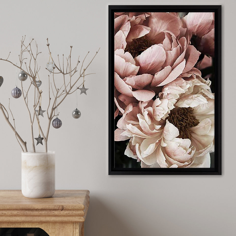 Coral Sunset Peony Framed Canvas Print – Canvas Painting, Canvas Art, Wall Art, Wall Decor