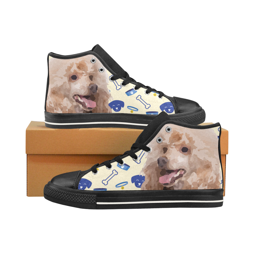 Poodle Dog Black Men’s Classic High Top Canvas Shoes /Large Size