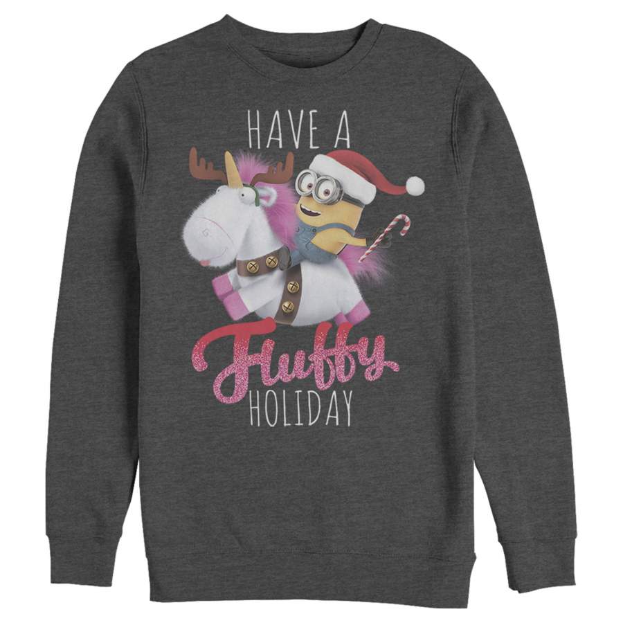 Despicable Me Men’s Christmas Minions Have A Fluffy Day Unicorn  Sweatshirt