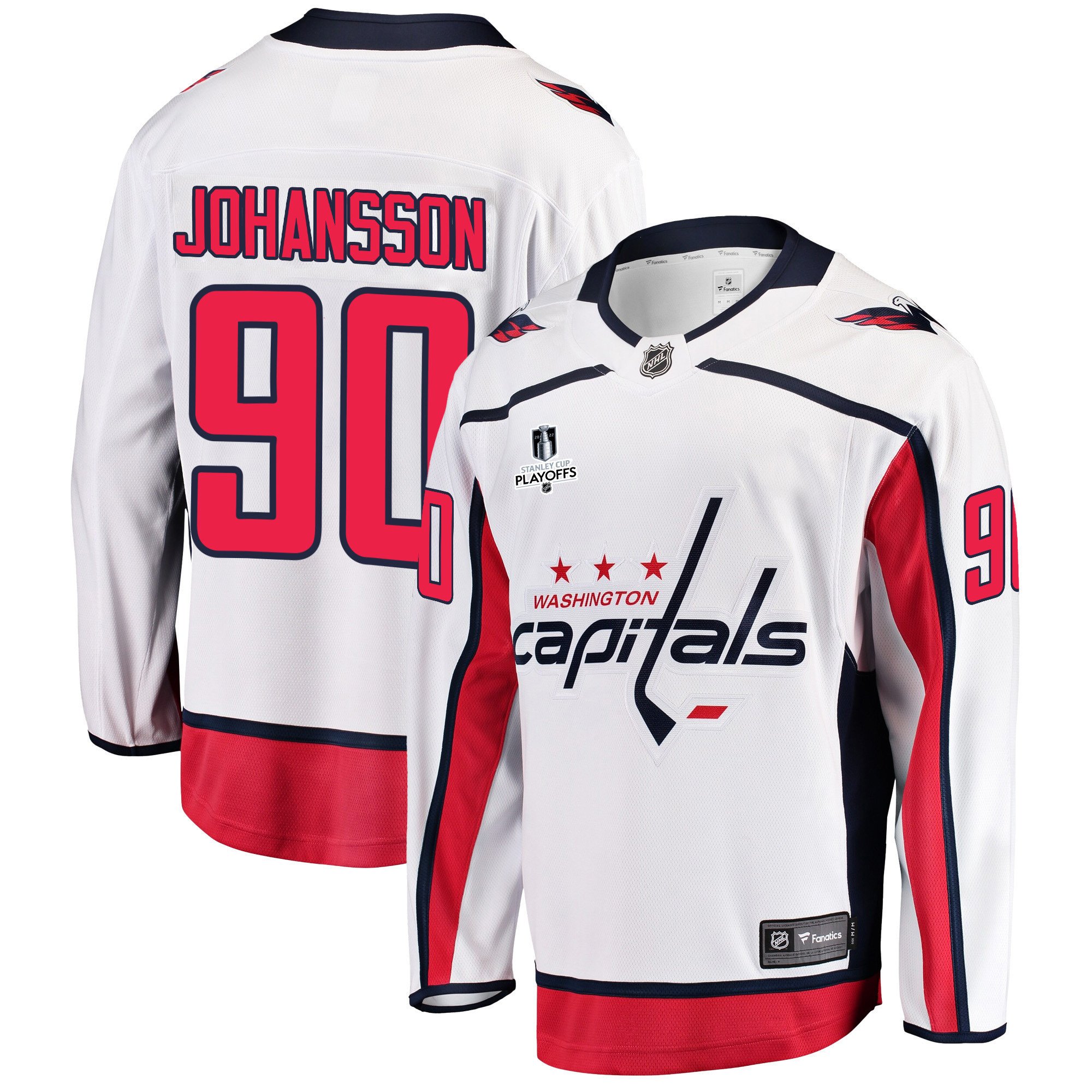 Washington Capitals Marcus Johansson 90 Away 2022 Stanley Cup Playoffs Breakaway Men Jersey – White