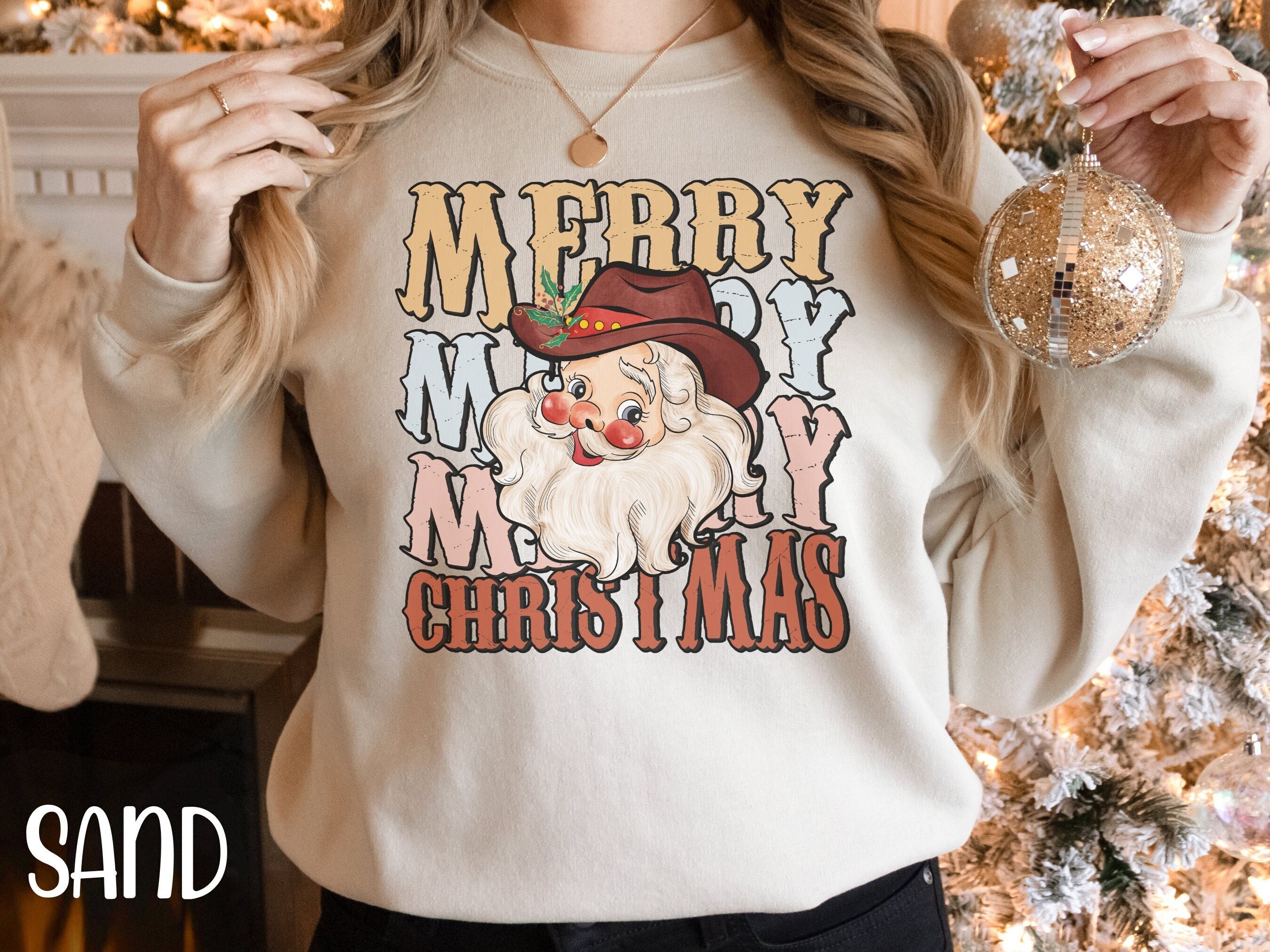 Merry Christmas Sweatshirt, Christmas Cowboy Shirt,Western Santa Christmas, Western Christmas Crewneck, Christmas Gift,Western Christmas