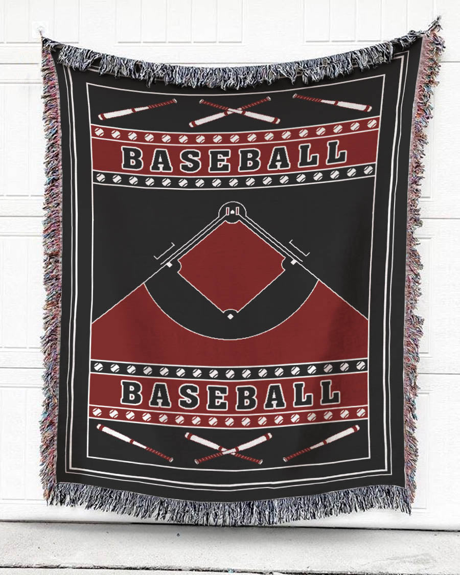 Woven Throw For Sports Lovers Christmas Gift, Baseball, Cotton Blanket