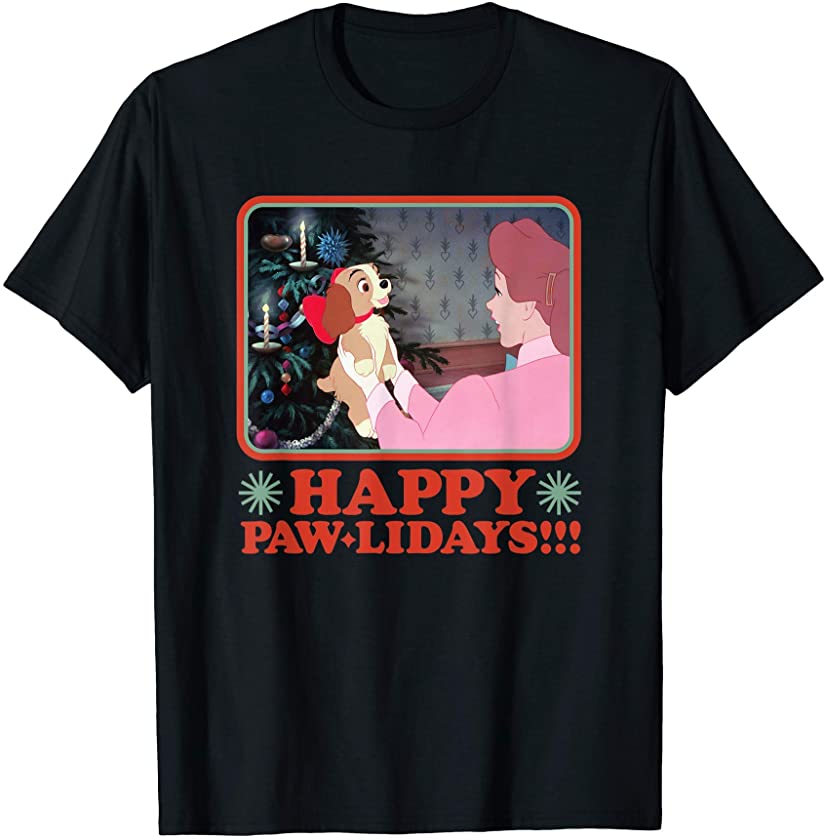 Lady and The Tramp Puppy Happy Paw-Lidays T-Shirt