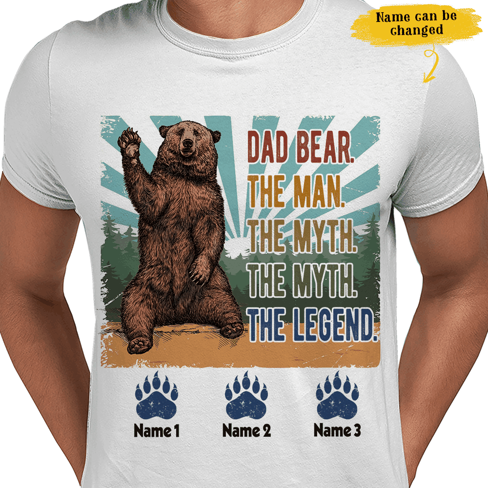 Vintage Dad Bear The Myth Legend Gift For Father’s Day Custom Name Personalized Shirt