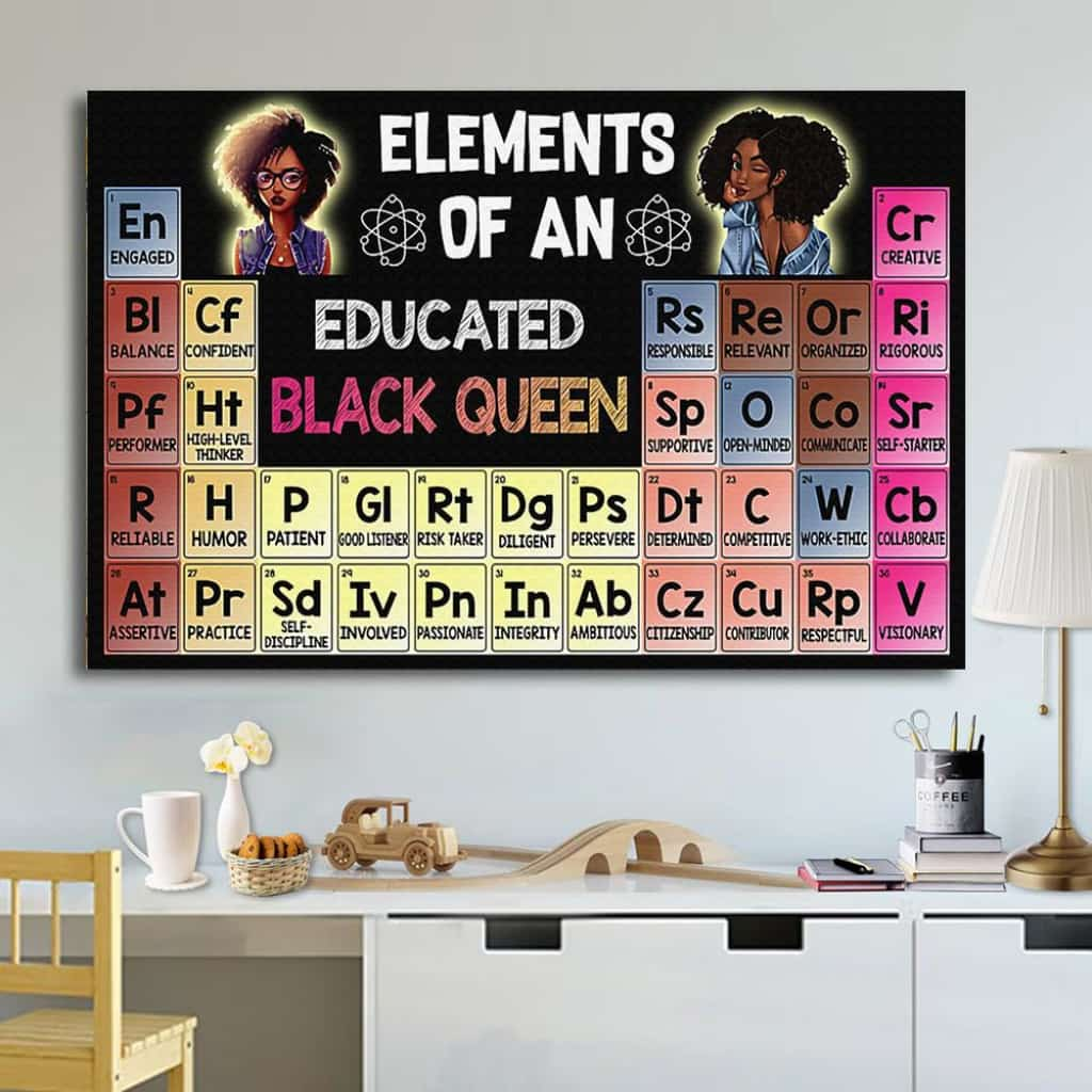 Black Girl Elements Of An Educated Black Queen Paper Poster Matte Canvas Wall Decor