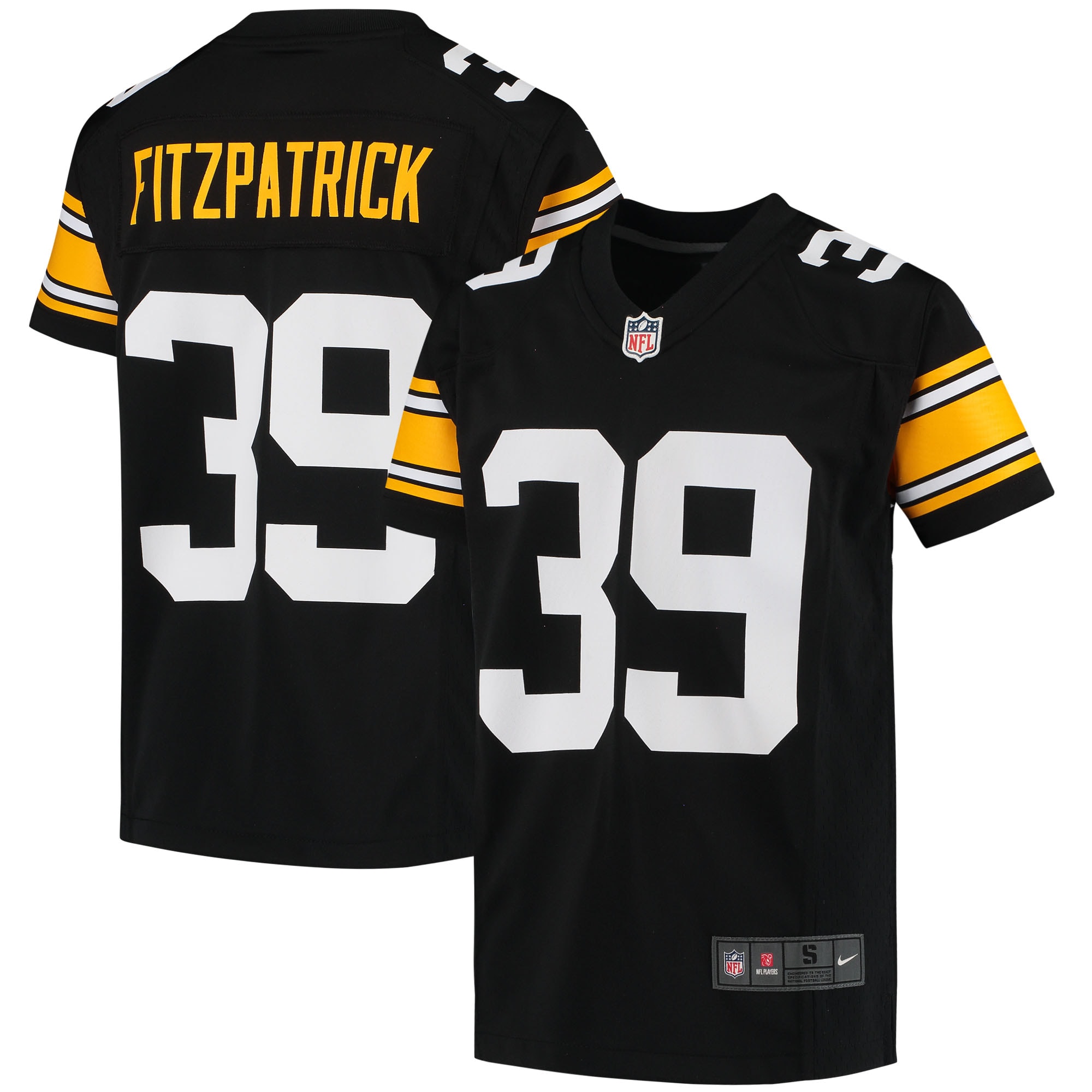 Youth Pittsburgh Steelers Minkah Fitzpatrick Black Game Jersey 3