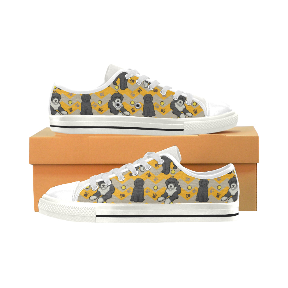 Portuguese water dog White Low Top Canvas Shoes for Kid