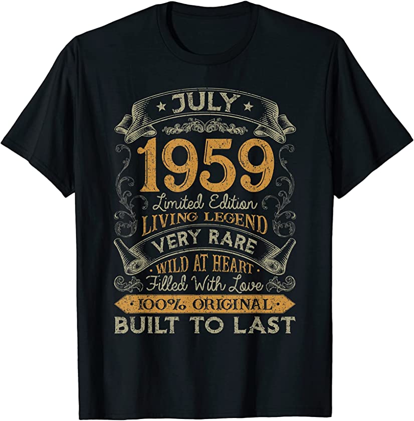 62nd Birthday Gift 62 Years Old Retro Vintage July 1959 T-Shirt