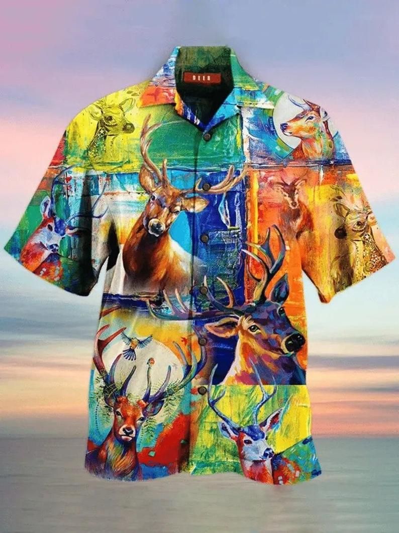 Deer Multicolor Nice Design Hawaii Shirt Ha68398