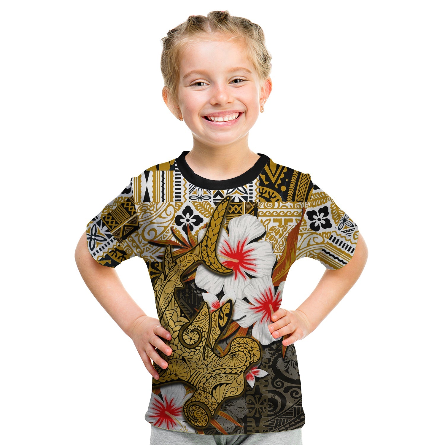 Hammerhead Shark T Shirt Kid Hawaiian Style Gold Ha37005