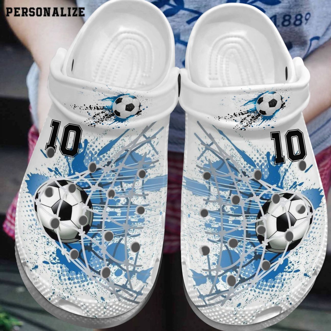 Soccer Personalize Clog, Custom Name, Text, Fashion Style For Women, Men, Kid, Print 3D Personalized Water Color Ball