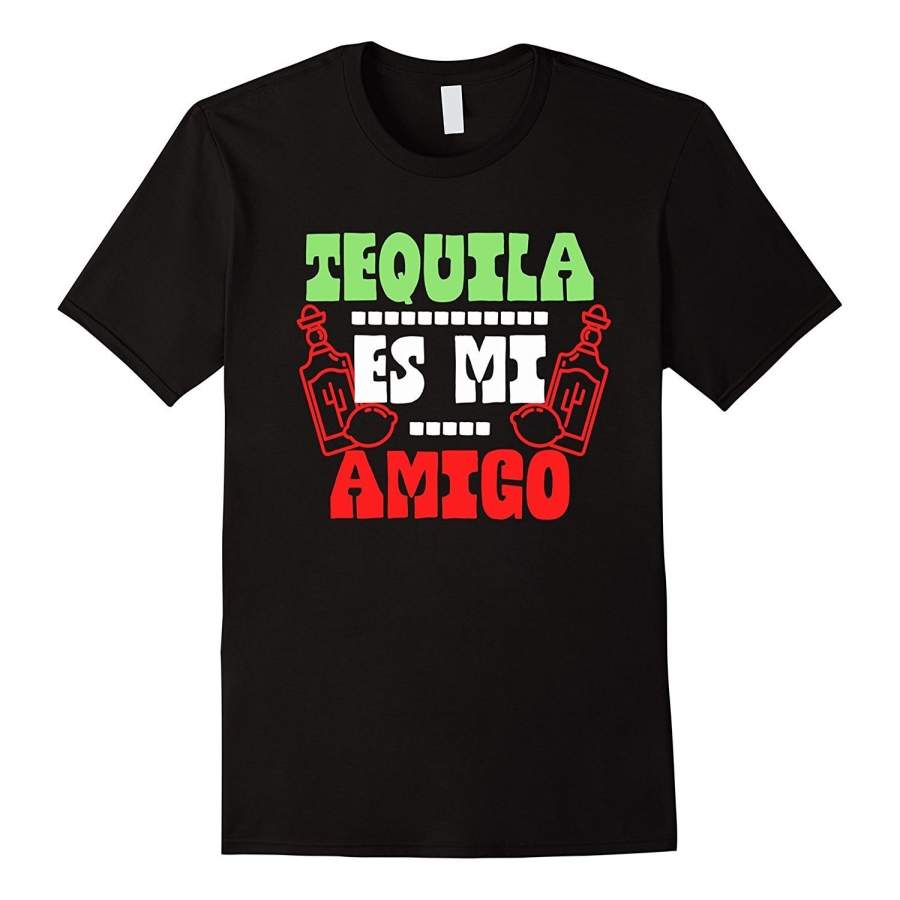 Tequila Es Mi Amigo Mexico Flag Color Alcohol Drink T-Shirt Men’S Short Sleeve T-Shirt