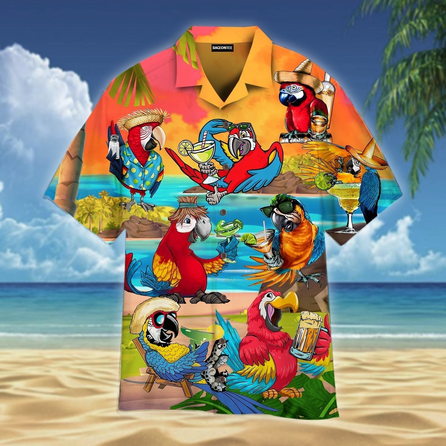 Happy Drinking Parrot Hawaii Shirt For Men Women Ha49240