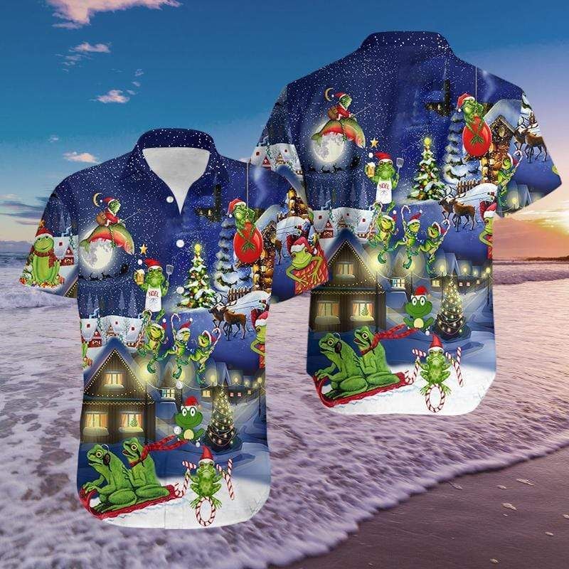 High Quality Hawaii Aloha Shirts Frogs On Night Christmas Ha63168