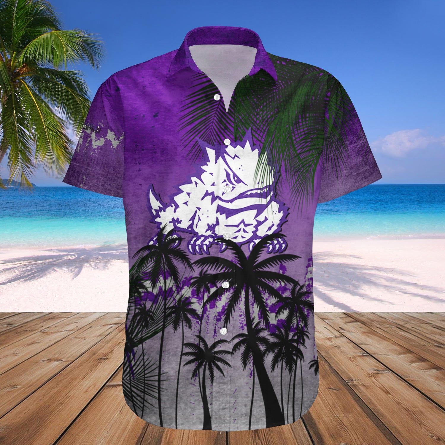 Tcu Horned Frogs Hawaii Shirt Coconut Tree Tropical Grunge – NCCA