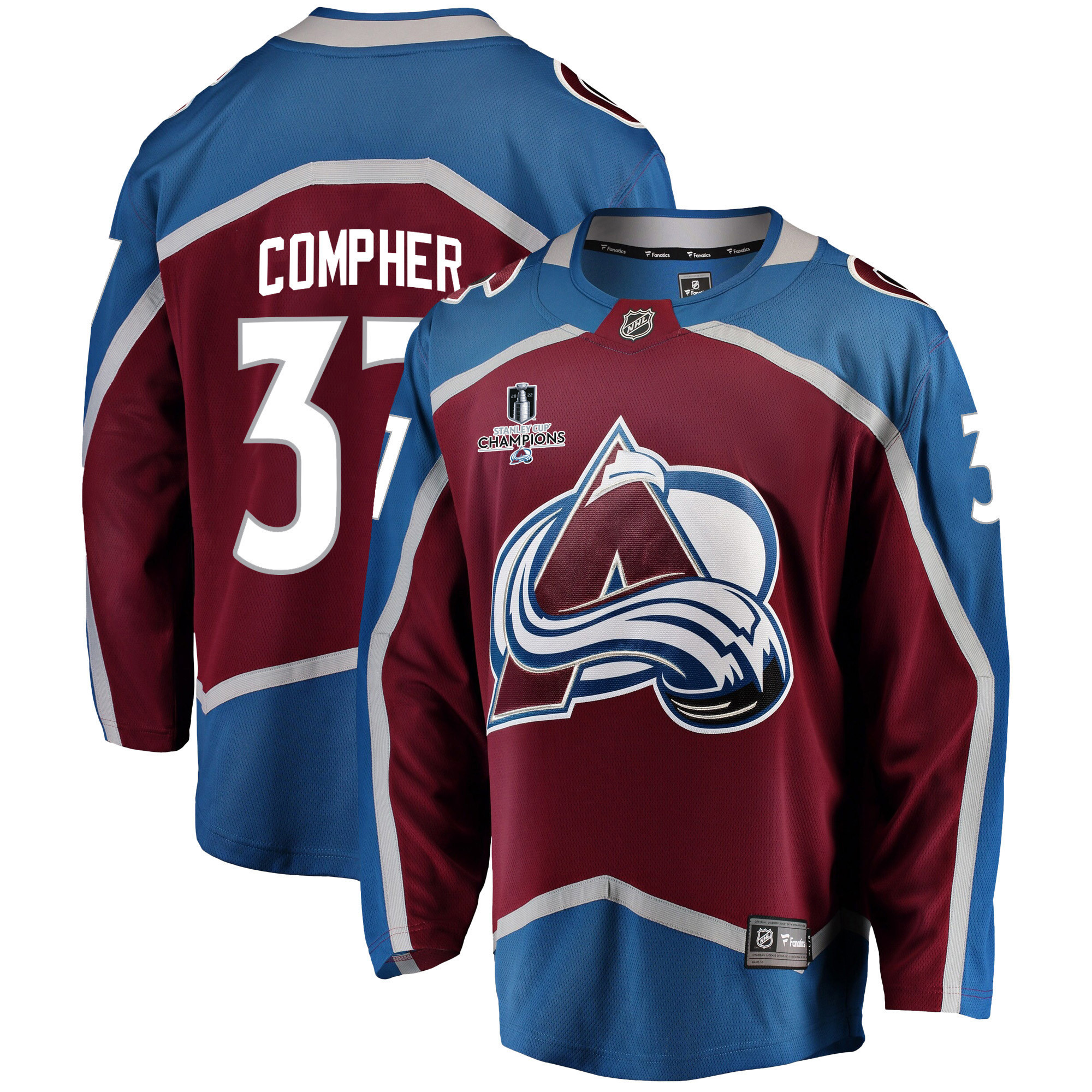 Colorado Avalanche J. T. Compher 37 Home 2022 Stanley Cup Champions Breakaway Men Jersey – Burgundy