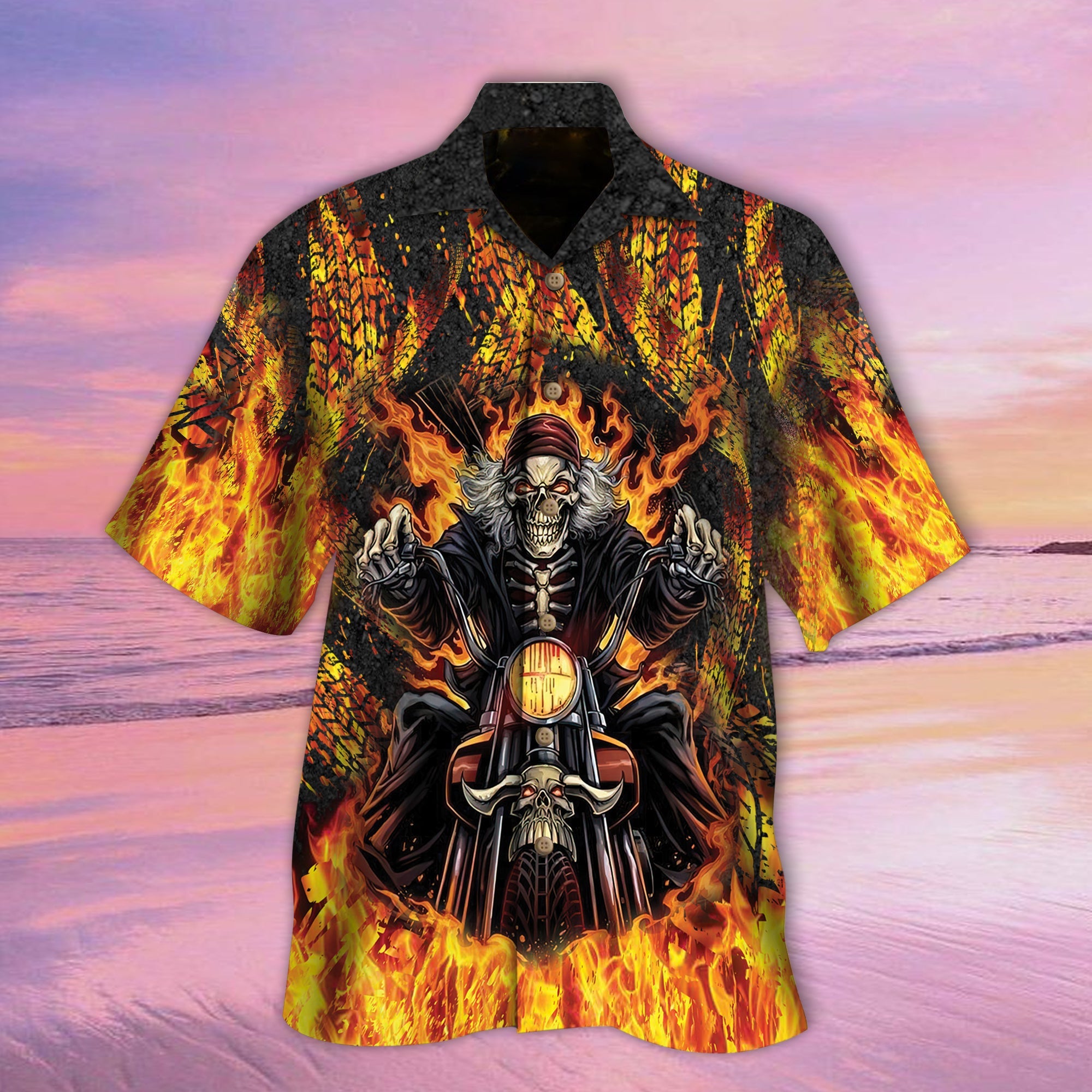 Biker Skull Fire Hawaii Lover Hawaii Shirt For Men Women Ha96866