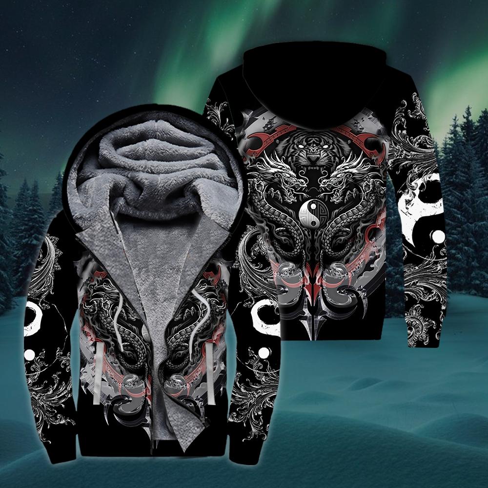 Dragon Tiger Fleece Zip Hoodie All Over Print | Unisex | Adult | Ft2293