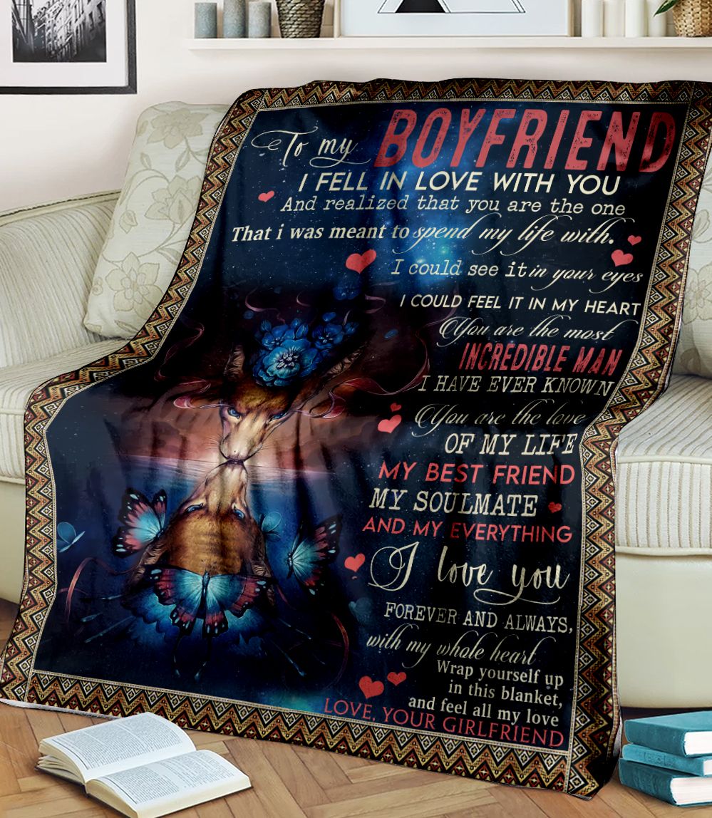 To My Boyfriend I Fell In Love With You Realized That You Are The One I Was Meant To Be Girlfriend Butterfly Fleece Blanket